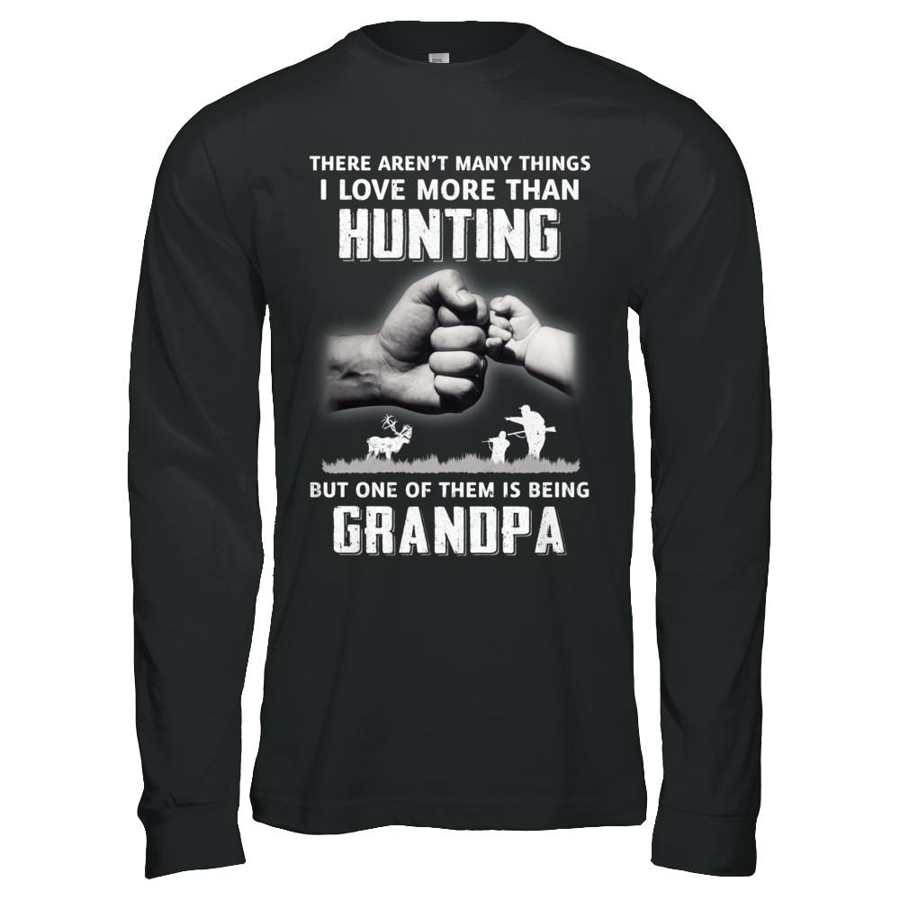 I Love More Than Hunting Being Grandpa Funny Fathers Day-T-Shirt & Hoodie-Long Sleeve T-Shirt-Black