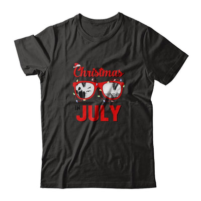July In Christmas Santa Hat Sunglasses Summer Vacation-T-Shirt & Tank Top-Classic T-Shirt-Black