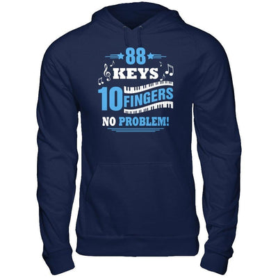 88 Keys 10 Fingers No Problem Piano-T-Shirt & Hoodie-Pullover Hoodie-Navy