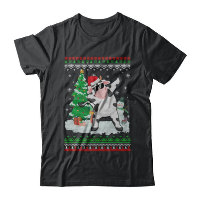 Santa Hat Cow Dabbing Christmas Ugly Sweater-T-Shirt & Sweatshirt-Classic T-Shirt-Black