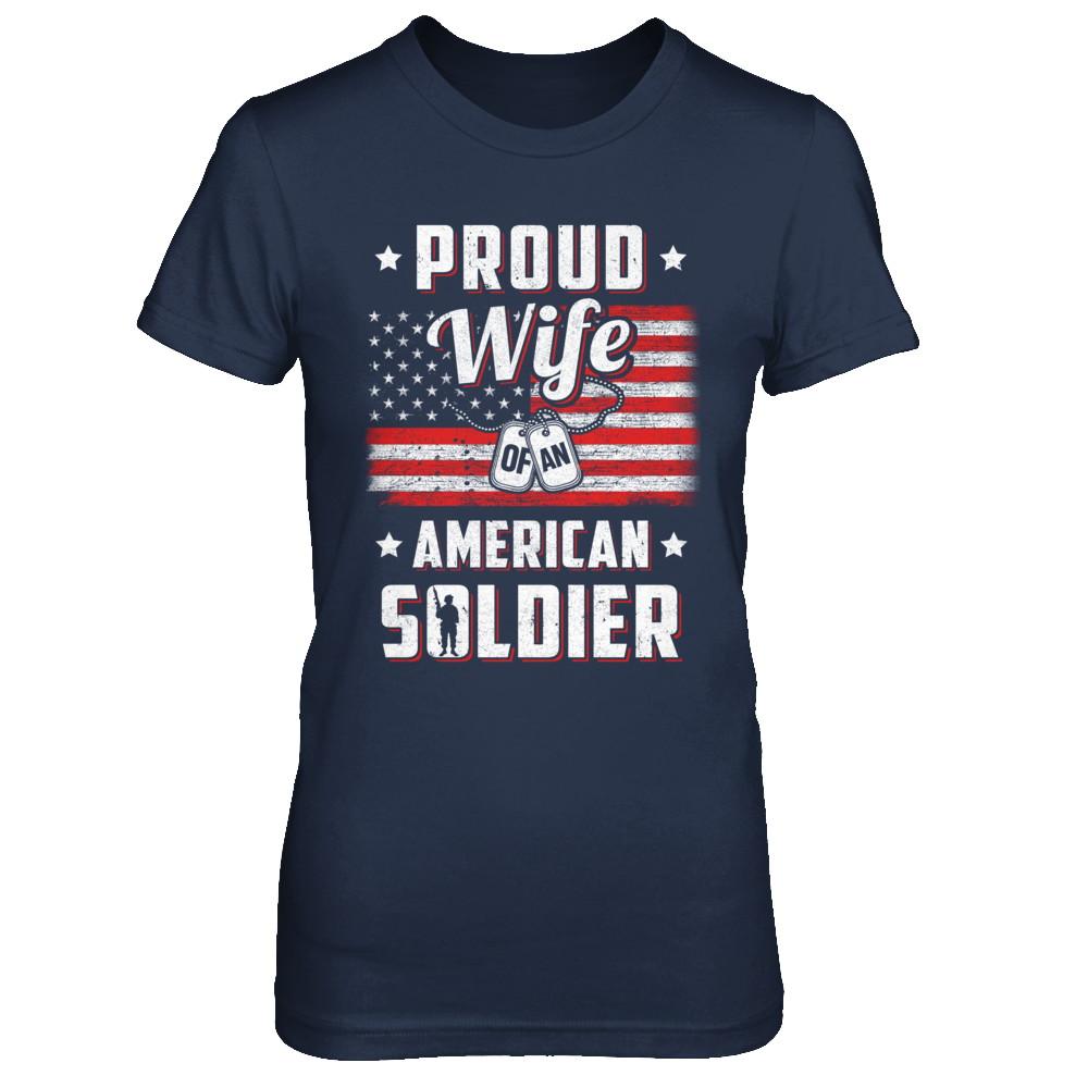 Proud Wife Of A Soldier Army Husband Veteran-T-Shirt & Hoodie-Women's T-Shirt-Navy