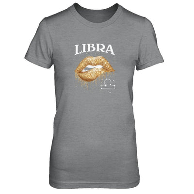 Libra Zodiac September October Birthday Gift Golden Lipstick-T-Shirt & Tank Top-Women's T-Shirt-Sport Grey