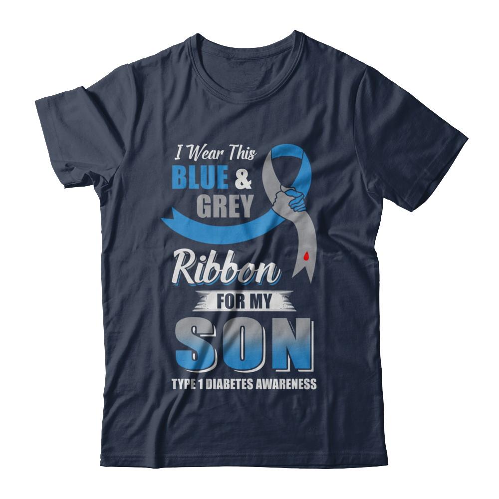 I Wear Blue And Gray For My Son Diabetes Awareness-T-Shirt & Hoodie-Classic T-Shirt-Navy