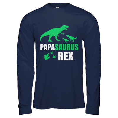 Grandpasaurus Papa Saurus Dinosaur T-Rex-T-Shirt & Hoodie-Long Sleeve T-Shirt-Navy