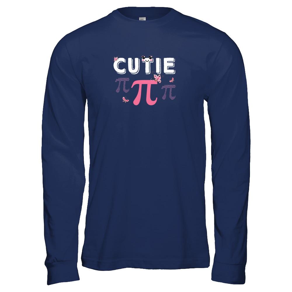 Cutie Pi Cute Math Pun Happy Pi Day-T-Shirt & Tank Top-Long Sleeve T-Shirt-Navy