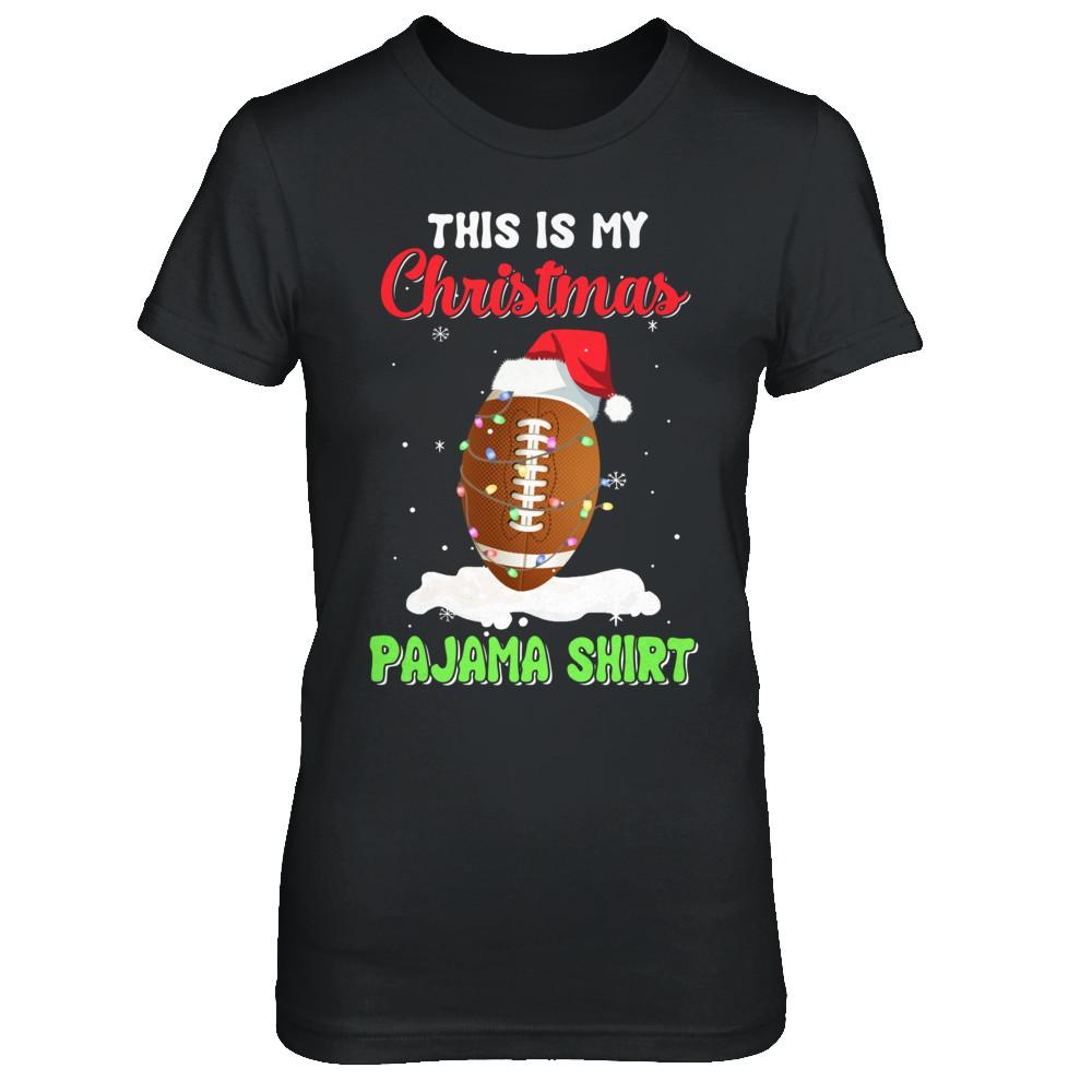 This Is My Christmas Pajama Xmas Football Santa-T-Shirt & Sweatshirt-Women's T-Shirt-Black