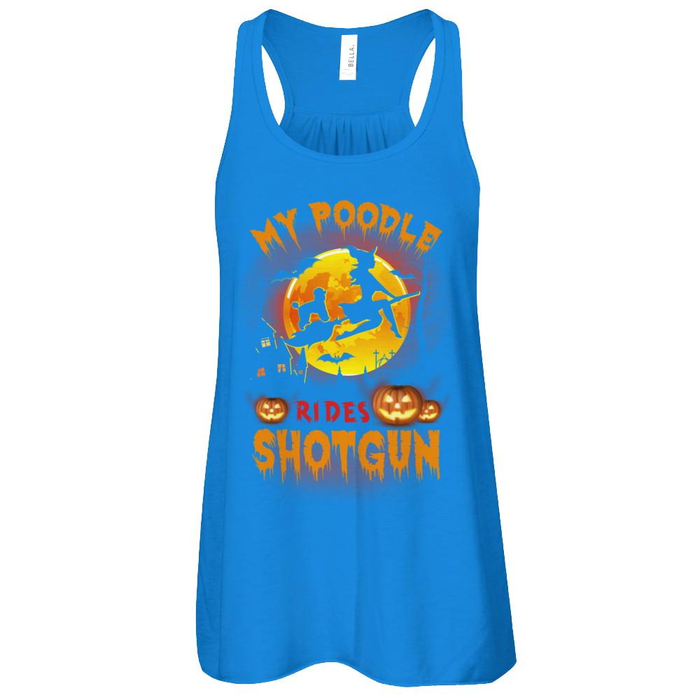 My Poodle Rides Shotgun Halloween Dog-T-Shirt & Tank Top-Women's Flowy Racerback Tank-True Royal