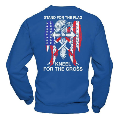 Firefighter Stand For The Flag Kneel For The Cross-T-Shirt & Hoodie-Crewneck Sweatshirt-Royal