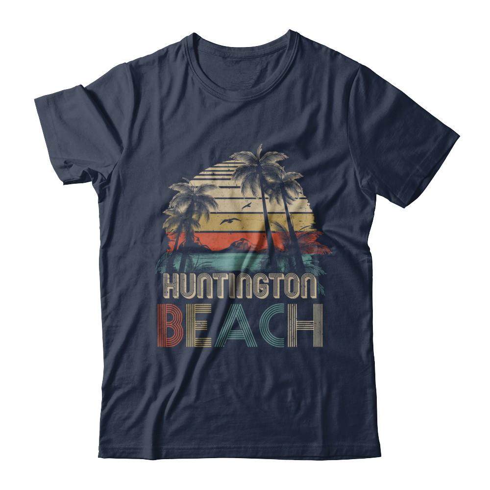 Vintage Summer Huntington Beach California-T-Shirt & Hoodie-Classic T-Shirt-Navy