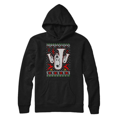 Santa Tuba Ugly Christmas Sweater Gifts-T-Shirt & Sweatshirt-Pullover Hoodie-Black