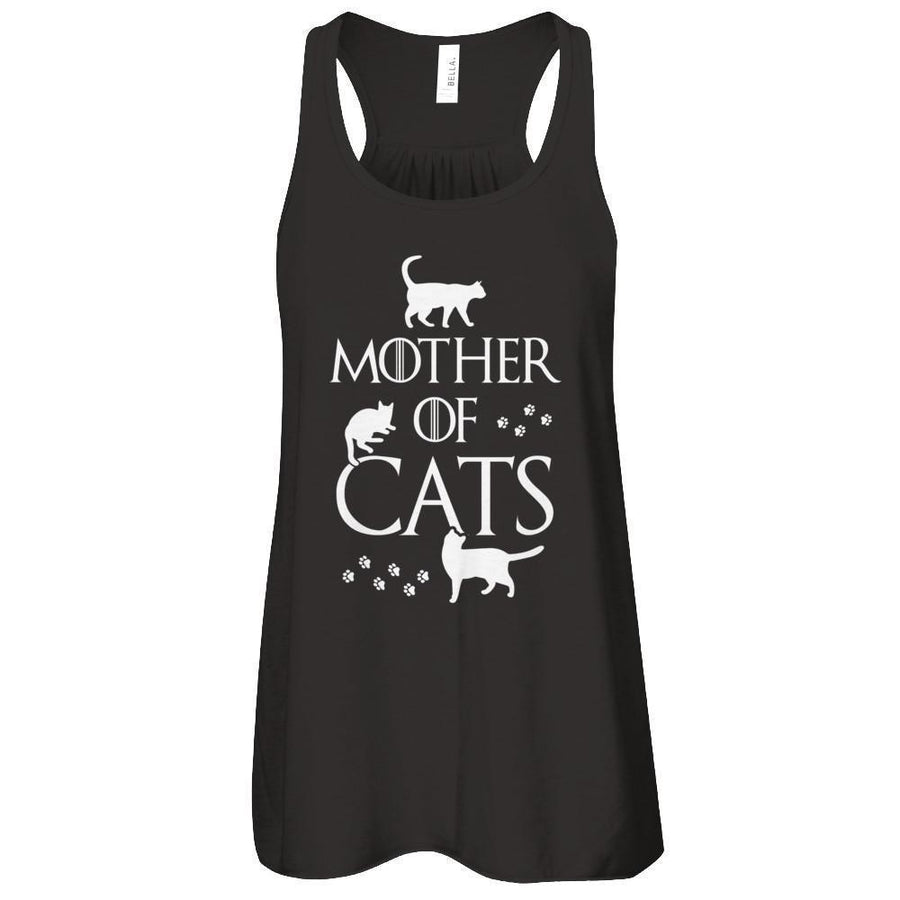 Mother Of Cats For Cat Lovers-T-Shirt & Tank Top-Women's Flowy Racerback Tank-Black