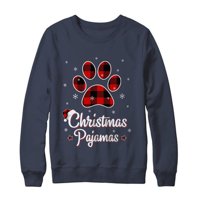 Buffalo Plaid Christmas Pajamas Dog Cat Hat Santa-T-Shirt & Sweatshirt-Crewneck Sweatshirt-Navy