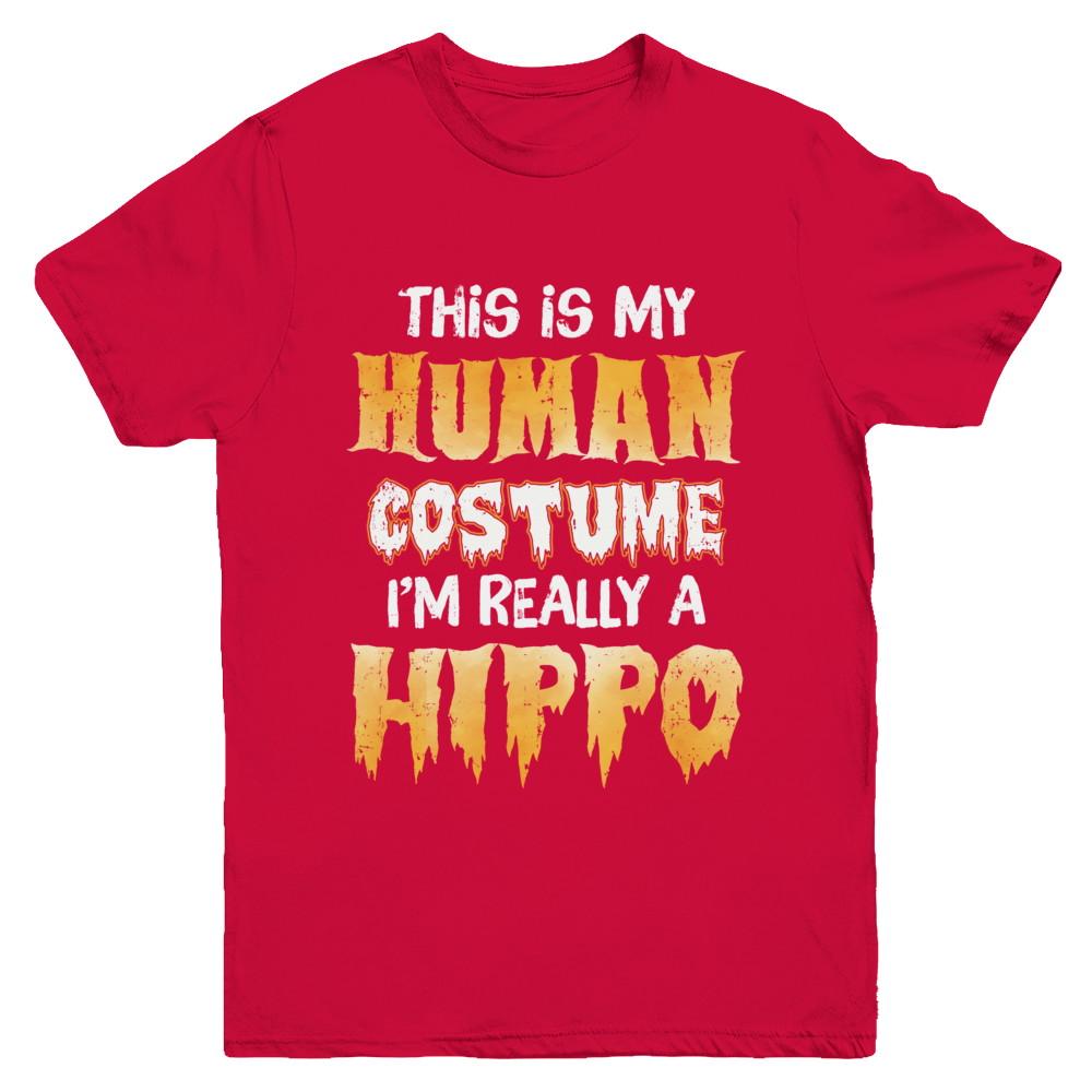 This Is My Human Costume Hippo Halloween Youth-Youth Shirt-Youth T-Shirt-Red