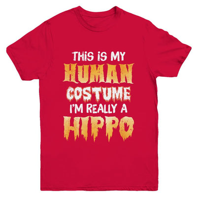 This Is My Human Costume Hippo Halloween Youth-Youth Shirt-Youth T-Shirt-Red