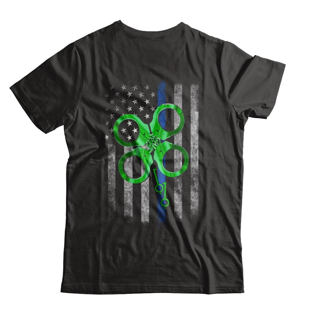 Thin Blue Line Happy St Patrick's Day Clover Police-T-Shirt & Hoodie-Premium T-Shirt-Black
