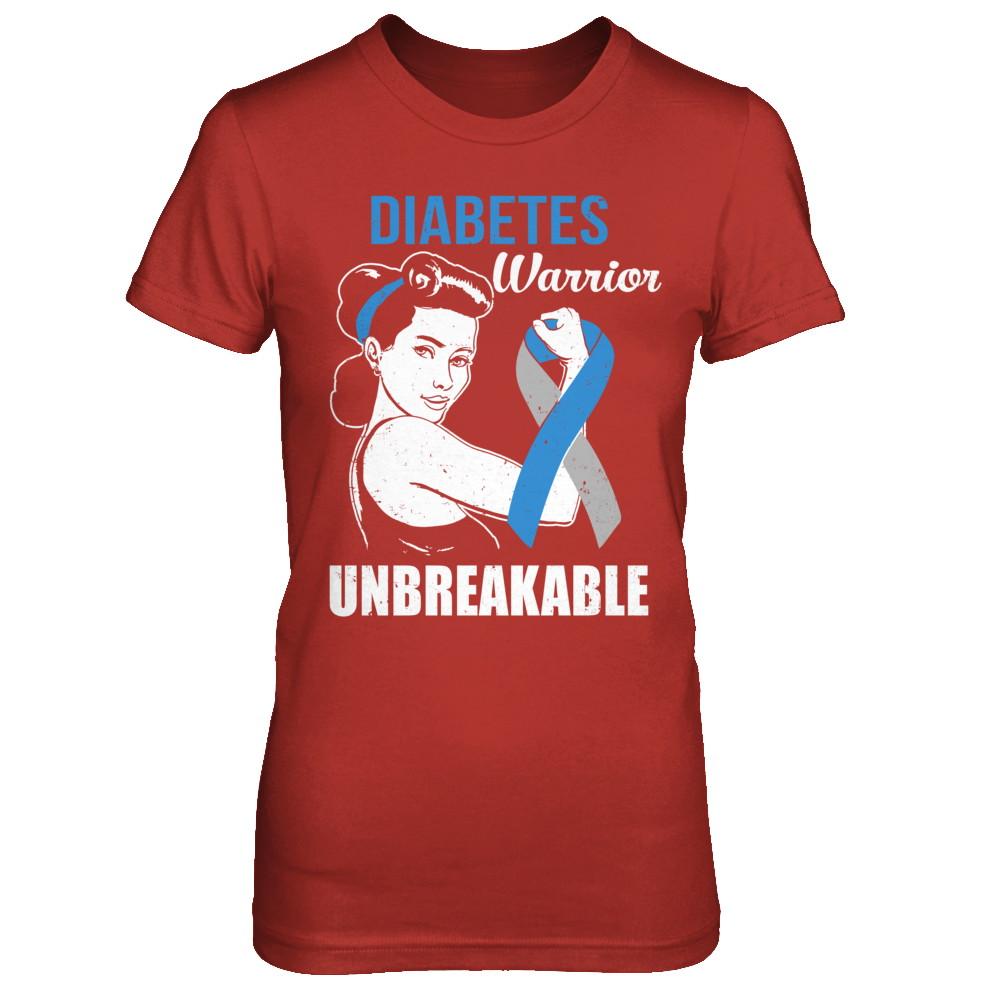 Diabetes Warrior Unbreakable Diabetes Awareness-T-Shirt & Hoodie-Women's T-Shirt-Red
