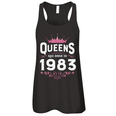 Queens Are Born In 1983 Birthday Gift-T-Shirt & Tank Top-Women's Flowy Racerback Tank-Black