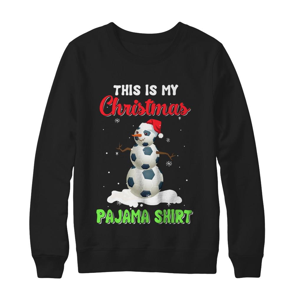 This Is My Christmas Pajama Xmas Snowman Soccer-T-Shirt & Sweatshirt-Crewneck Sweatshirt-Black
