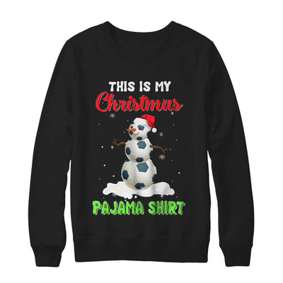 This Is My Christmas Pajama Xmas Snowman Soccer-T-Shirt & Sweatshirt-Crewneck Sweatshirt-Black