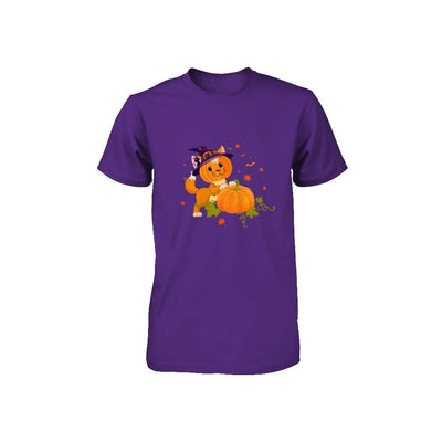 Funny Halloween Cat Pumpkin Costume Youth-Youth Shirt-