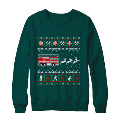 Merry Christmas Firefighter Fireman Ugly Sweater Gift-T-Shirt & Sweatshirt-Crewneck Sweatshirt-Deep Forest