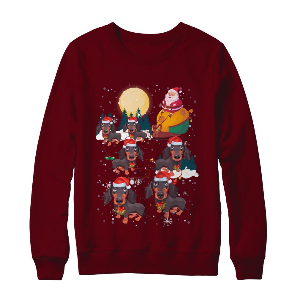 Dog Reindeer Dachshund Christmas Gift-T-Shirt & Sweatshirt-Crewneck Sweatshirt-Maroon