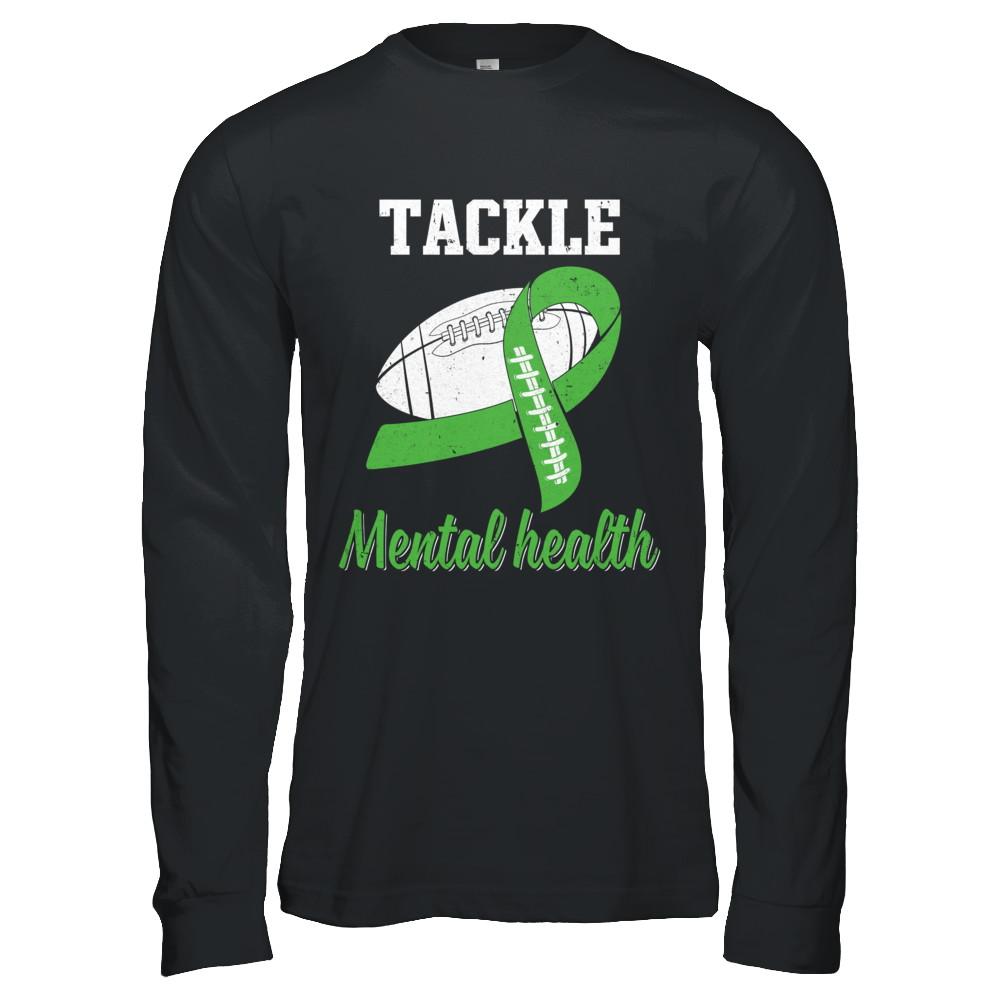 Football Survivor Tackle Green Mental Health Awareness-T-Shirt & Hoodie-Long Sleeve T-Shirt-Black