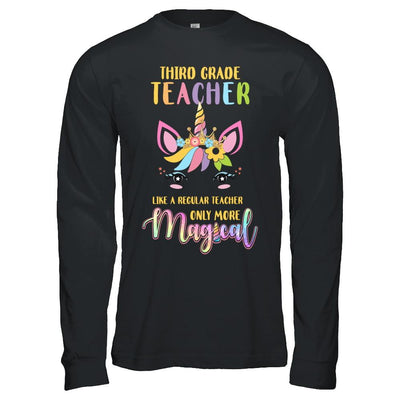 3rd Third Grade Teacher Cute Magical Unicorn Gift-T-Shirt & Hoodie-Long Sleeve T-Shirt-Black