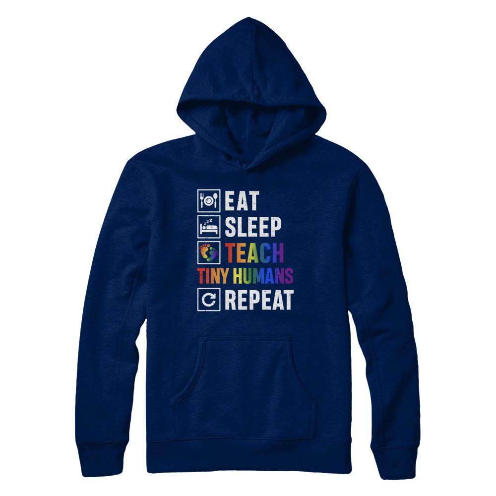 Eat Sleep Teach Tiny Humans Repeat Mommy-T-Shirt & Hoodie-Pullover Hoodie-Navy