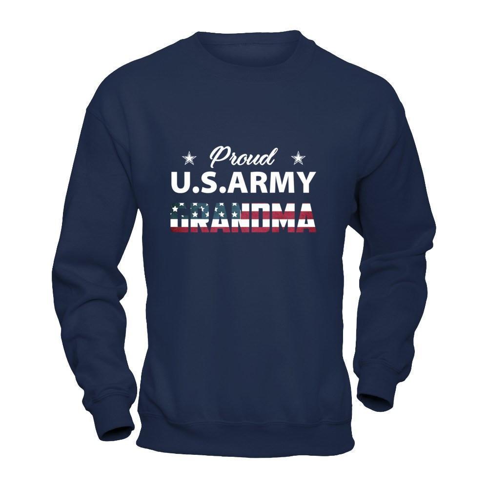 Proud Us Army Grandma-T-Shirt & Hoodie-Crewneck Sweatshirt-Navy