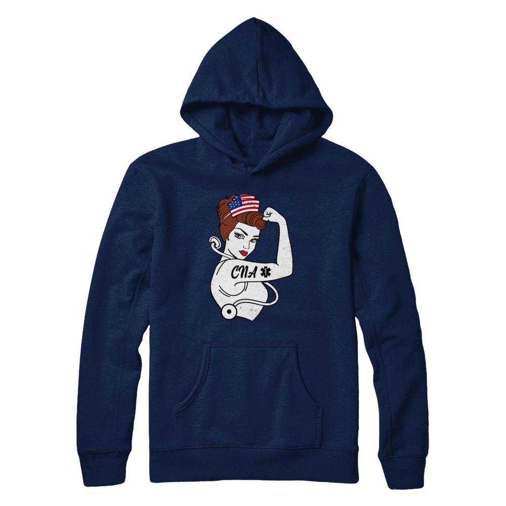 Nursing Strong Woman Cna Strong Nurse 4Th Of July-T-Shirt & Hoodie-Pullover Hoodie-Navy