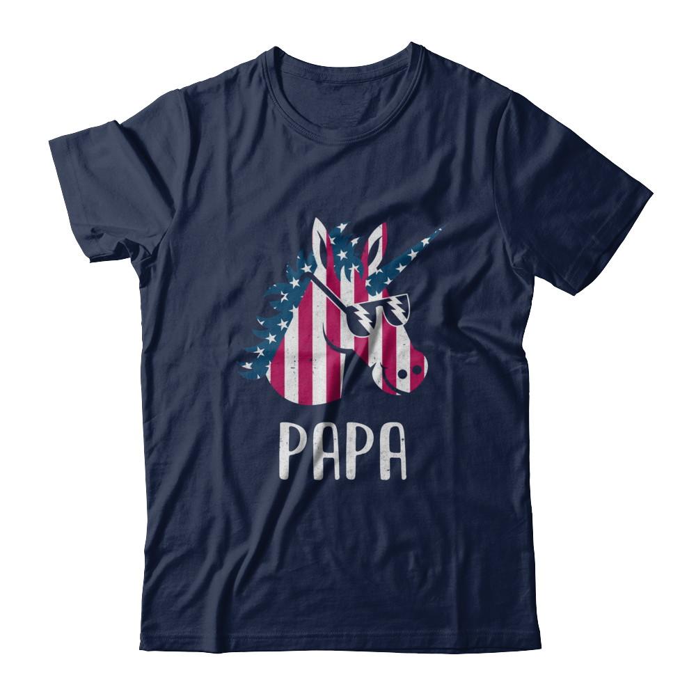Patriotic Papa Unicorn Americorn 4Th Of July-T-Shirt & Hoodie-Classic T-Shirt-Navy