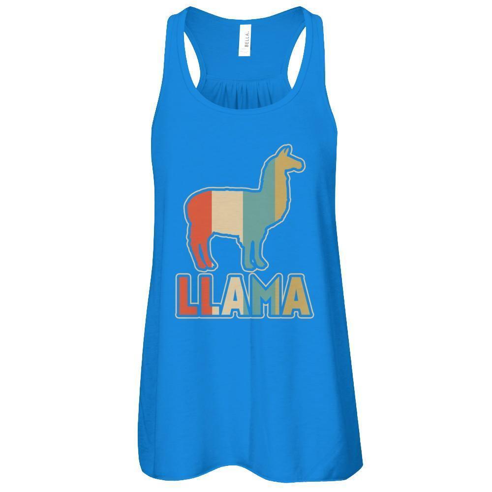 Classic Vintage Retro Style Llama-T-Shirt & Tank Top-Women's Flowy Racerback Tank-True Royal