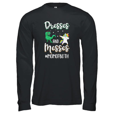 Dresses And Messes Mom Of Both Funny Gift For Mom-T-Shirt & Tank Top-Long Sleeve T-Shirt-Black