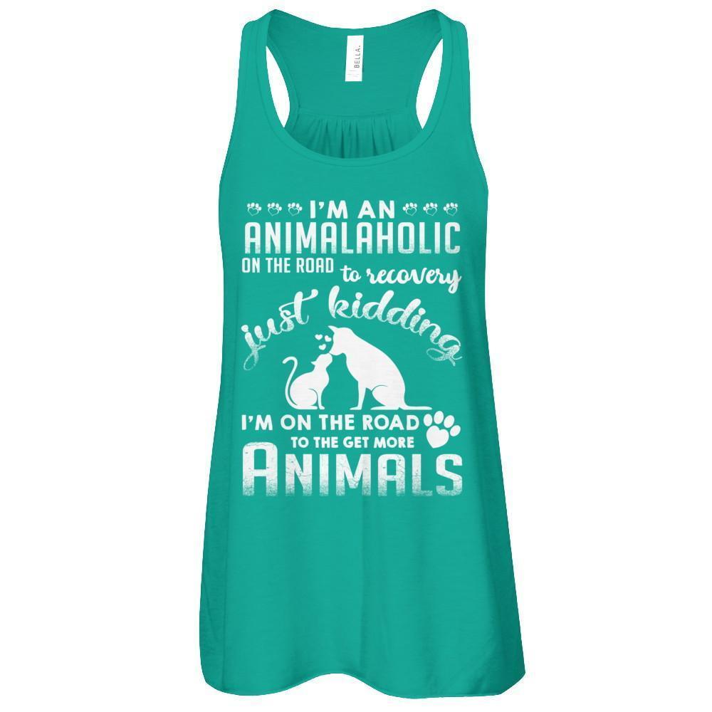 I'm An Animalaholic On The Road To Recovery Veterinarian-T-Shirt & Tank Top-Women's Flowy Racerback Tank-Kelly