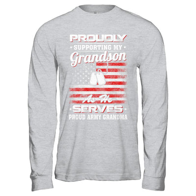 Supporting My Grandson As He Serves Proud Army Grandma-T-Shirt & Hoodie-Long Sleeve T-Shirt-Sport Grey