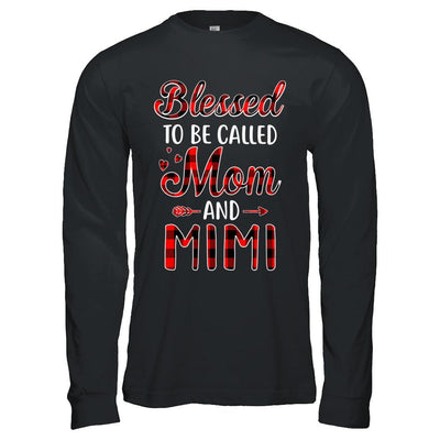 Red Buffalo Plaid Blessed To Be Called Mom And Mimi-T-Shirt & Hoodie-Long Sleeve T-Shirt-Black