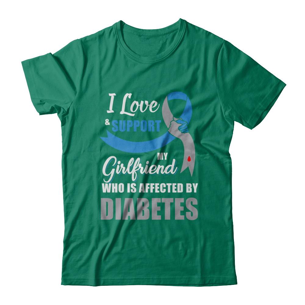 Diabetes Awareness Support Blue Grey Girlfriend Boyfriend-T-Shirt & Hoodie-Classic T-Shirt-Kelly Green