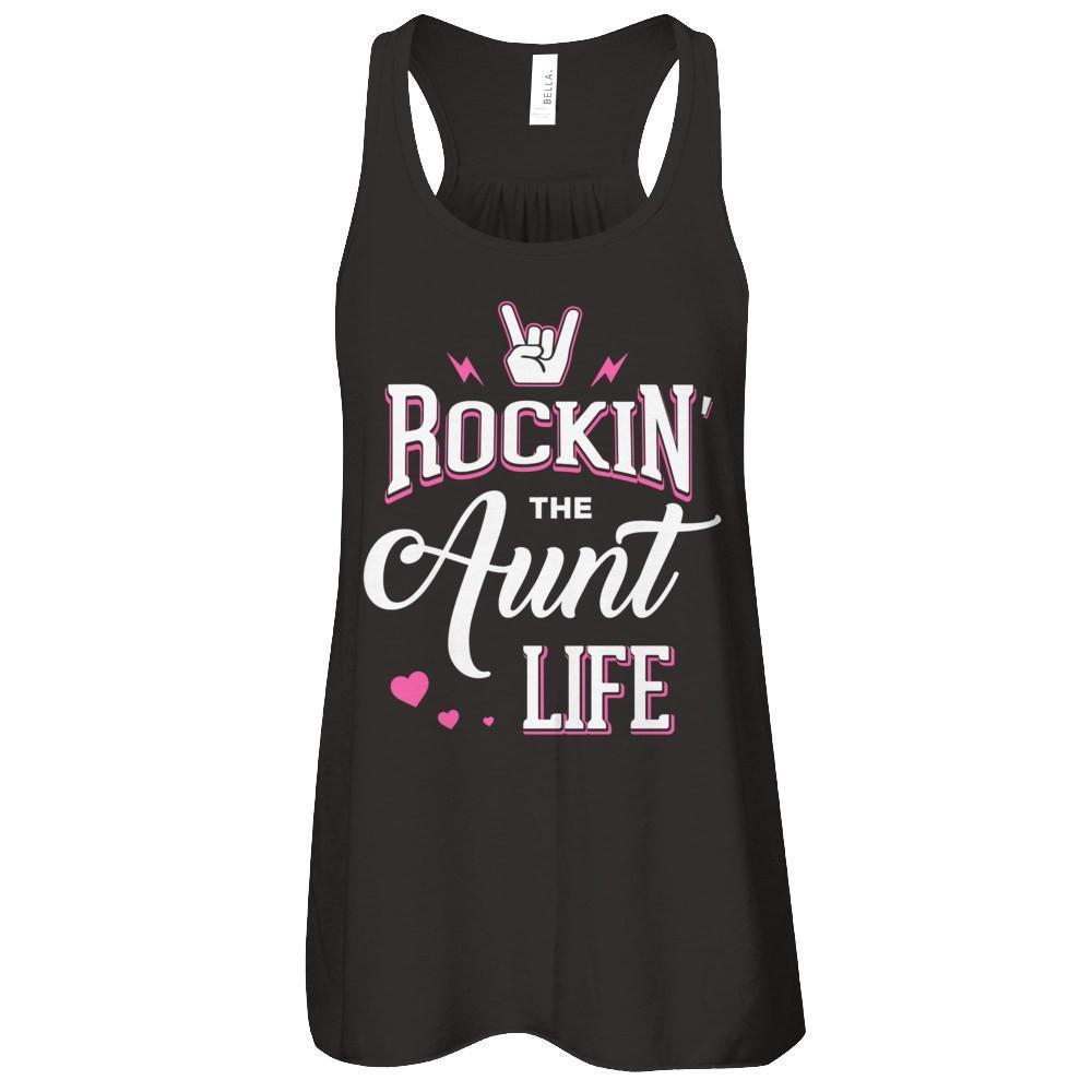 Rockin' The Aunt Life-T-Shirt & Tank Top-Women's Flowy Racerback Tank-Black