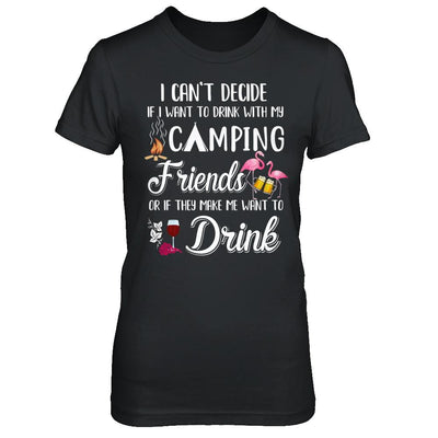 I Want To Drink With My Camping Friends Flamingo-T-Shirt & Hoodie-Women's T-Shirt-Black