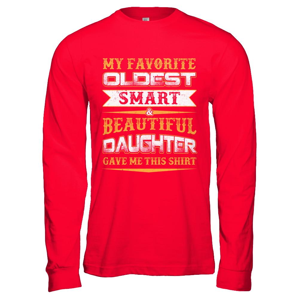 My Favourite Oldest Smart Beautiful Daughter Gave Me This-T-Shirt & Hoodie-Long Sleeve T-Shirt-Red