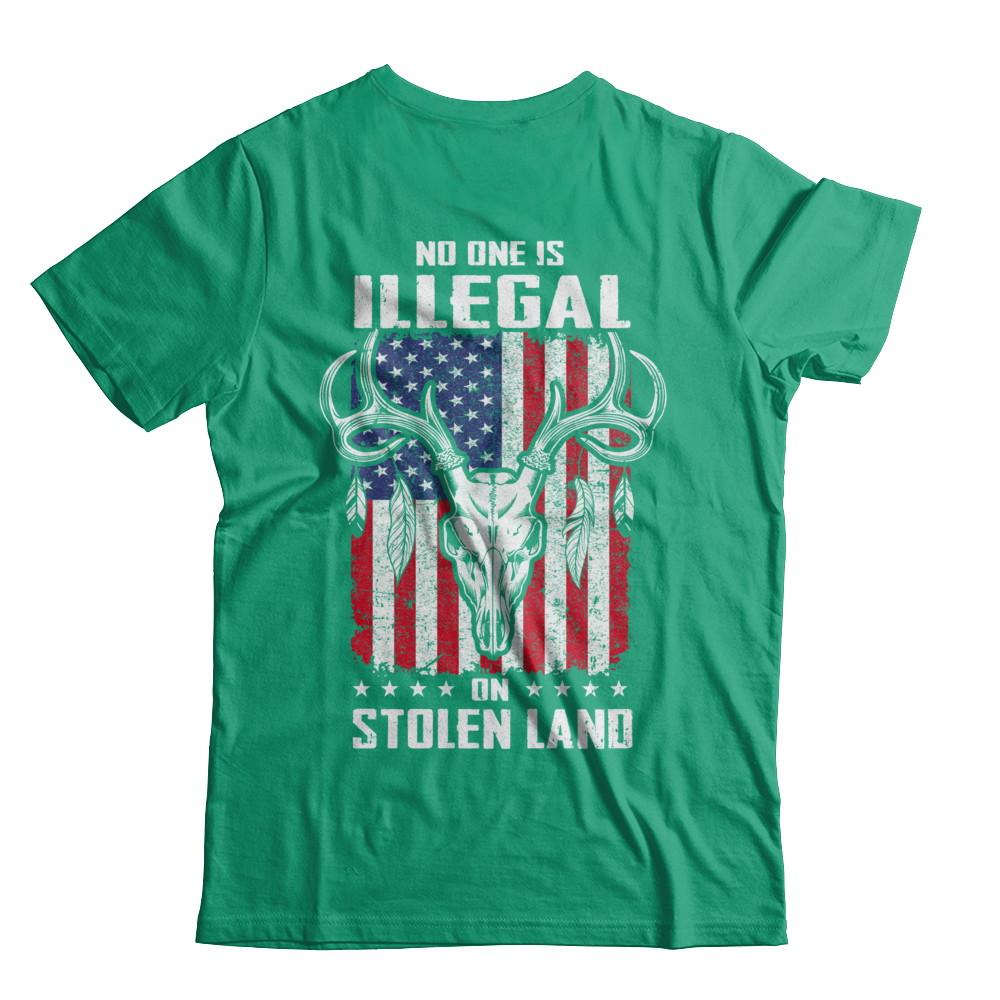 No One Is Illegal On Stolen Land Immigrants-T-Shirt & Hoodie-Classic T-Shirt-Kelly Green