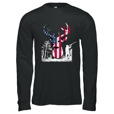 American Flag Hunting Dear Vintage 4Th July Gifts-T-Shirt & Hoodie-Long Sleeve T-Shirt-Black