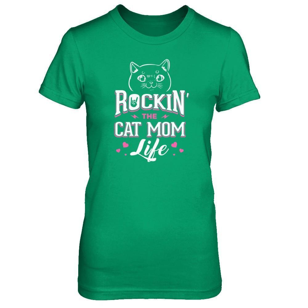 Rocking The Cat Mom Life-T-Shirt & Tank Top-Women's T-Shirt-Irish Green