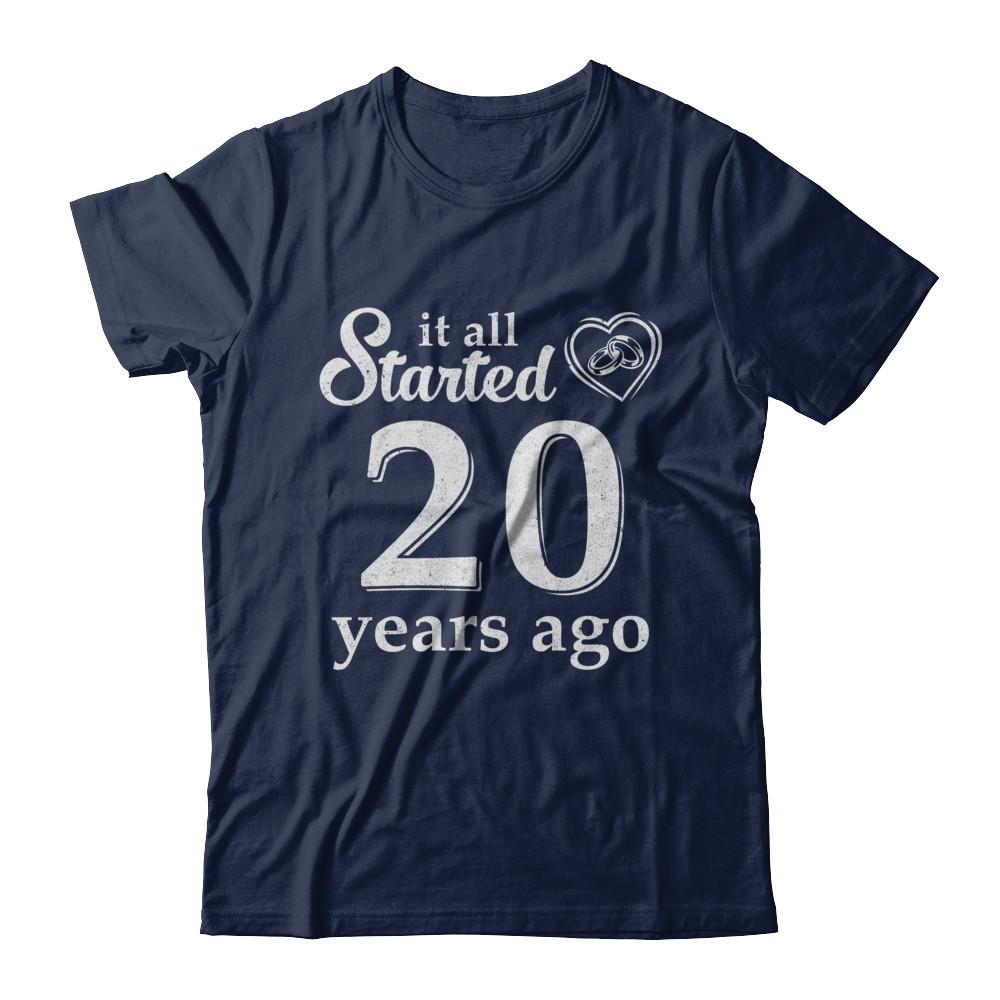 20Th Wedding Anniversary Married Couples 2001 Husband Wife-T-Shirt & Hoodie-Classic T-Shirt-Navy