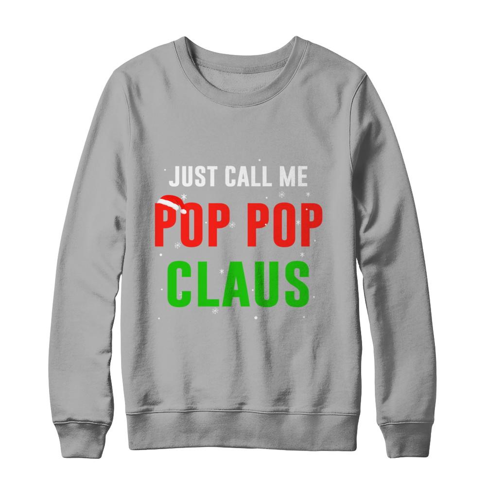 Santa Pop Pop Claus Matching Family Christmas Pajamas-T-Shirt & Sweatshirt-Crewneck Sweatshirt-Light Steel