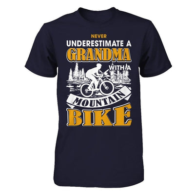 Never Underestimate A Grandma With A Mountain Bike-T-Shirt & Hoodie-Premium T-Shirt-Midnight Navy