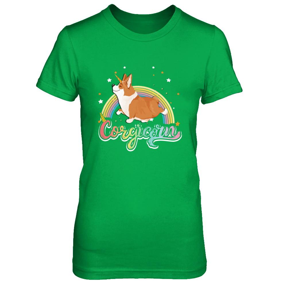Corgicorn Corgi Unicorn Kids Space Galaxy Rainbow-T-Shirt & Hoodie-Women's T-Shirt-Irish Green