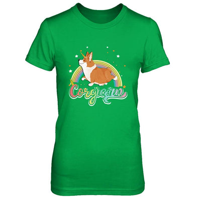 Corgicorn Corgi Unicorn Kids Space Galaxy Rainbow-T-Shirt & Hoodie-Women's T-Shirt-Irish Green