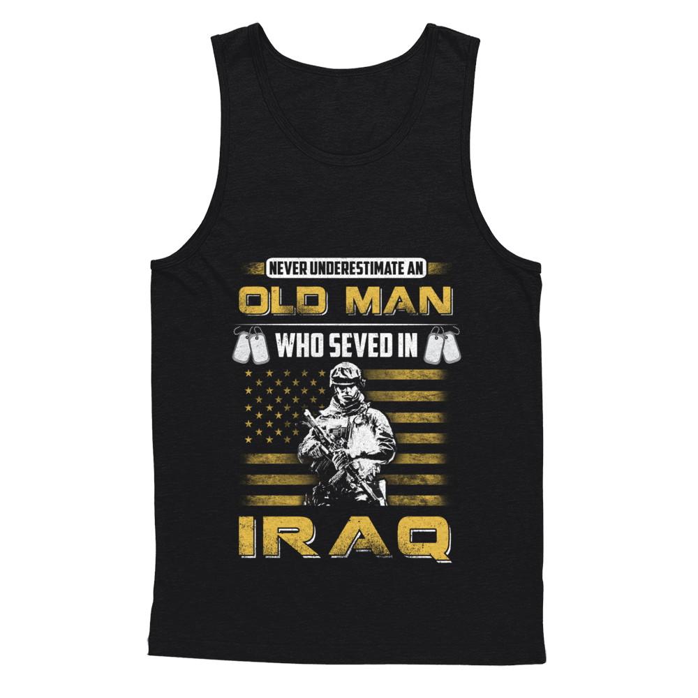 Never Underestimate An Old Man Who Served In Iraq-T-Shirt & Hoodie-Unisex Tank-Black